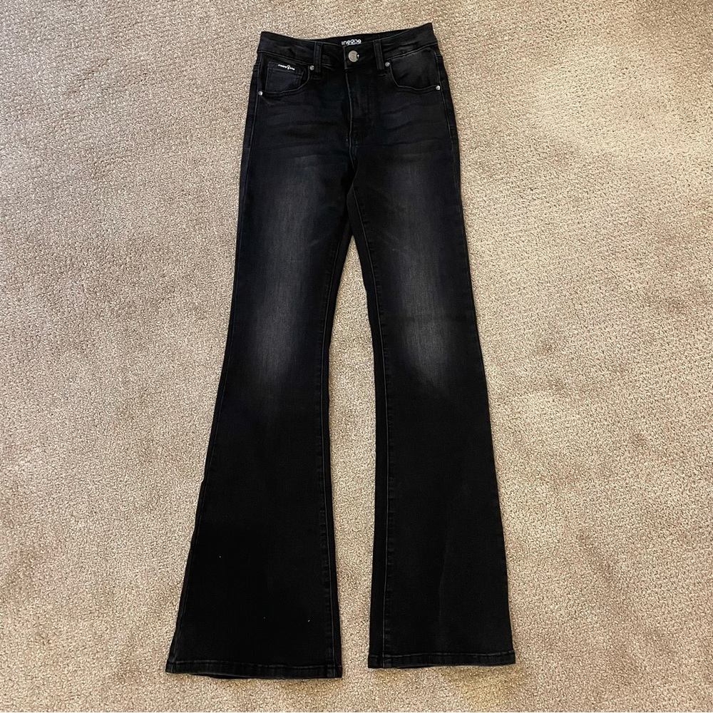 NWT Insane Gene Boutique brand black flare jeans. Size 24/1. Lightly faded